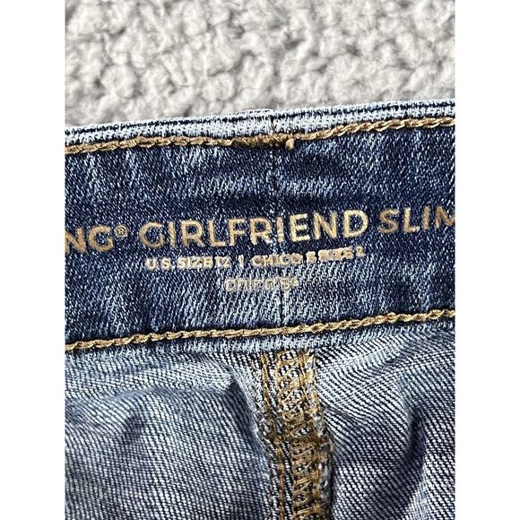 Chicos So Slimming Girlfriend Slim Leg Crop Jeans Womens US 12 Blue Denim Pants - Picture 4 of 9